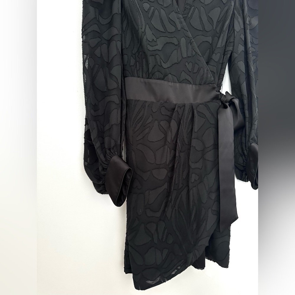 Jonathan Simkhai Night Night Fil Coupe Wrap Mini Dress in Black - Picture 6 of 8